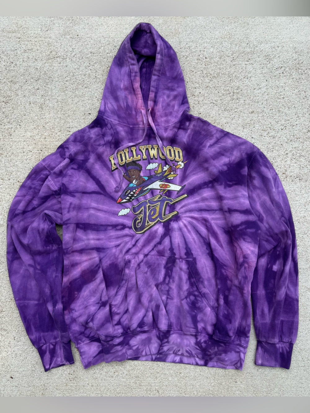 Mitchell & Ness Jet Tie Dye Graphic Print Hoodie Purple Hooded Drawstring